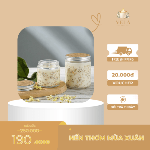 Set nến thơm mùa xuân VELA CANDLE hương tươi mát 150g